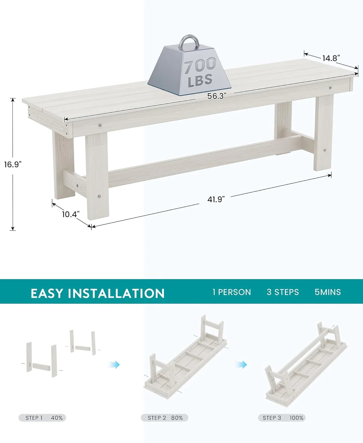 Ensemble de salle à manger d'extérieur en PEHD, 7 pièces, avec table découpée pour parasol et 6 chaises