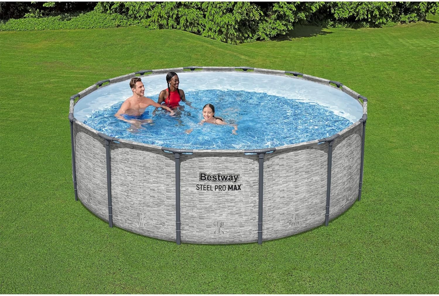 Piscine hors sol extérieure ronde Steel Pro MAX de 4,2 m x 122 cm avec cadre métallique et pompe de filtration de 1 000 litres, échelle et bâche