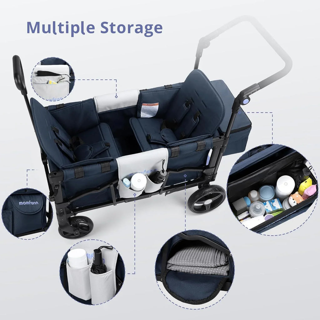 Poussette Wagon pour enfants, Poussette Wagon pour tout-petits 2 places, Poussette tout-terrain pour bébé en plein air