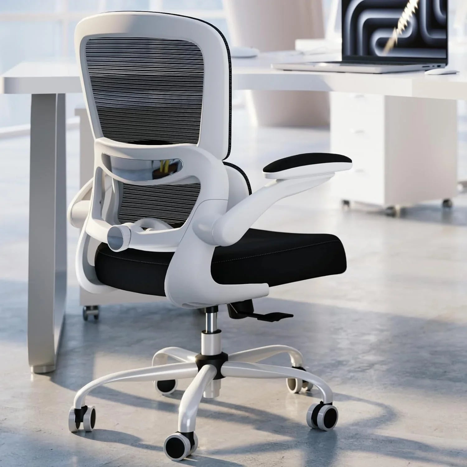 Chaise de bureau ergonomique TRALT, capacité de 150 kg, en maille, avec roulettes