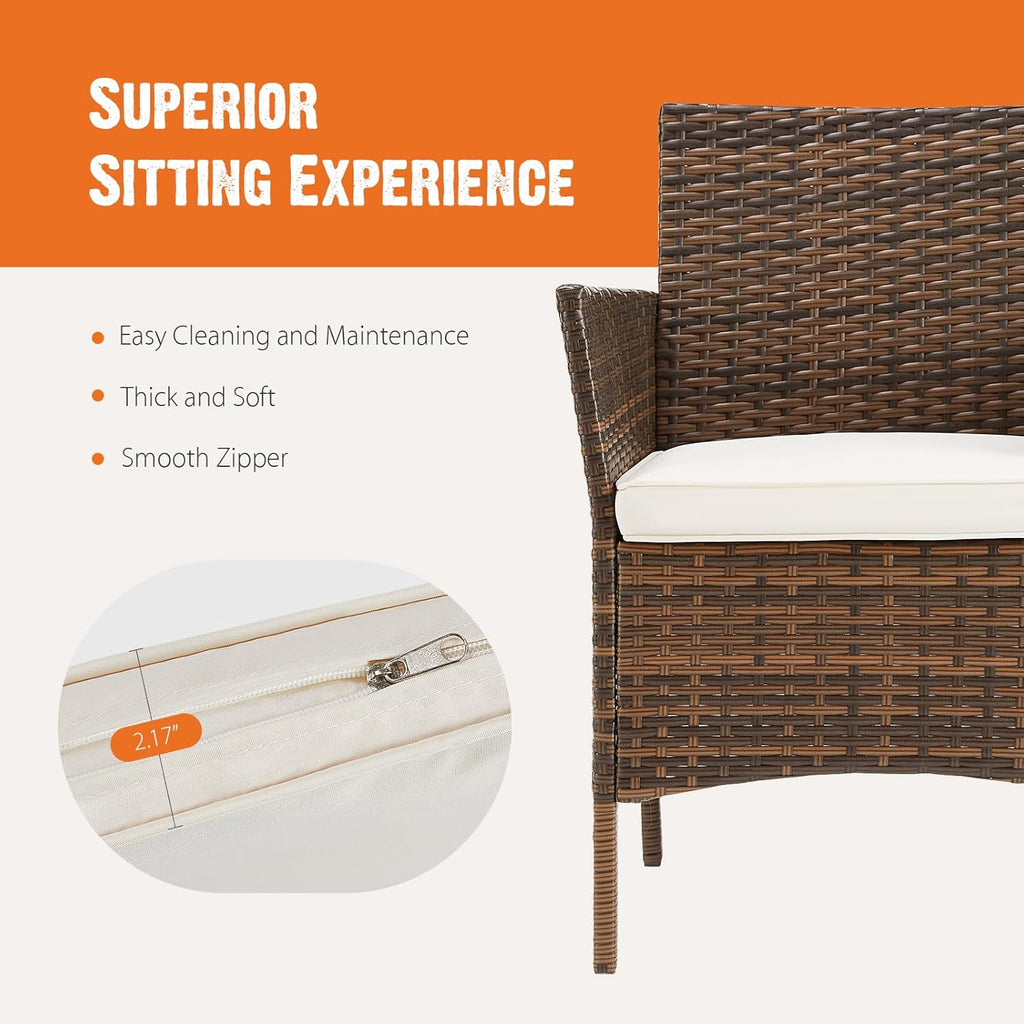 Ensemble de meubles de patio 3 pièces Sweetcripy, en osier tressé à la main