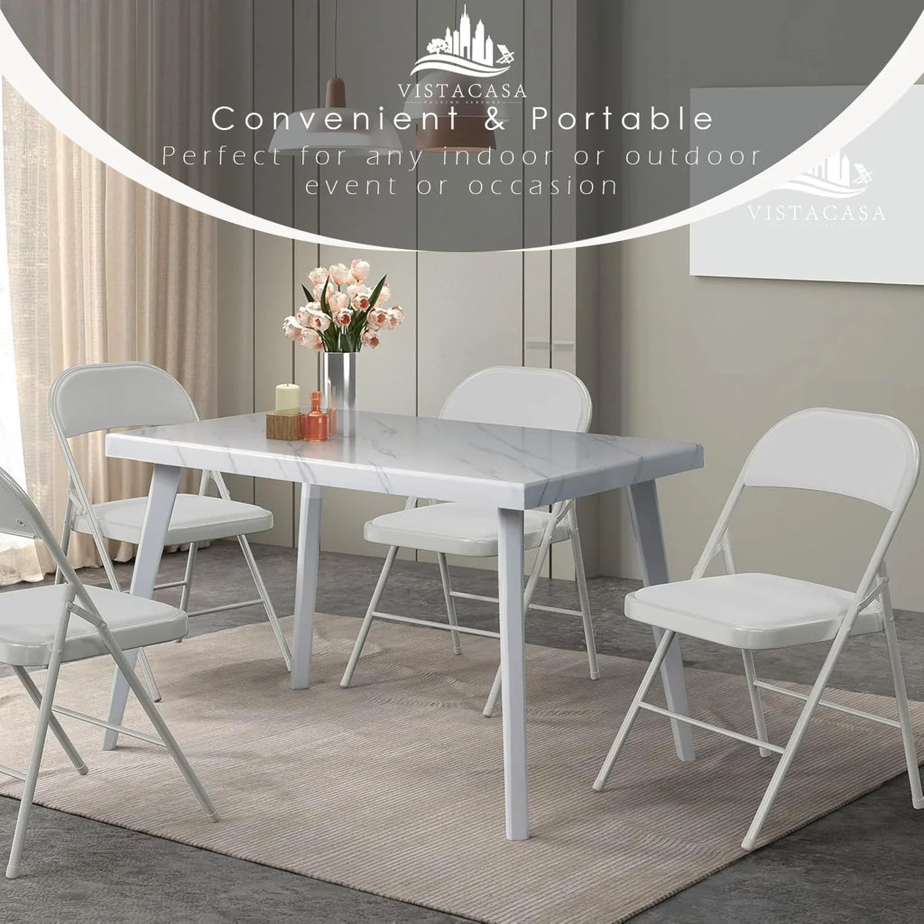 Lot de 6 chaises pliantes noires avec chaises en cuir pour événements intérieurs et extérieurs, chaises rembourrées pour bureau, mariage, fête