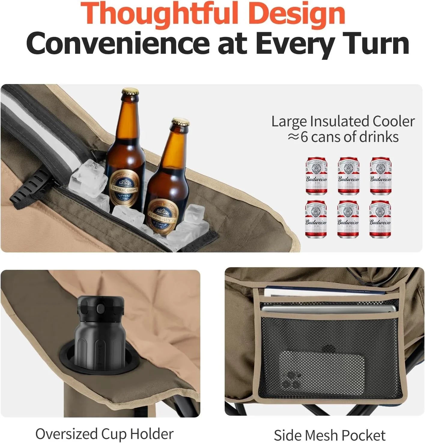 Chaise de camping double extra large - Canapé confortable pour 2 personnes, causeuse pour adulte - Chaise de jardin robuste