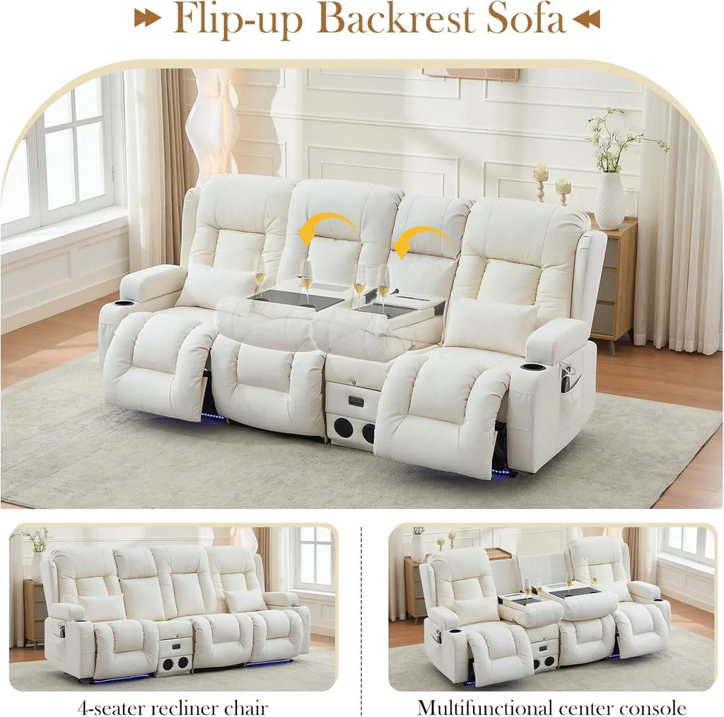 Canapé inclinable électrique TUNYI avec fonctions massage et chauffage, siège home cinéma avec console, canapé inclinable électrique pour camping-car