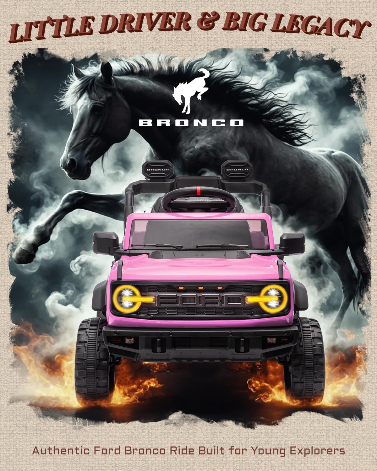 Camion rose pour enfants – Voiture électrique à piles