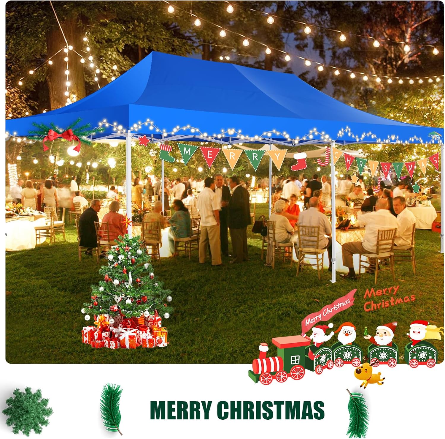 Tente pop-up robuste COBIZI 10x20 avec 6 parois latérales, facile à installer