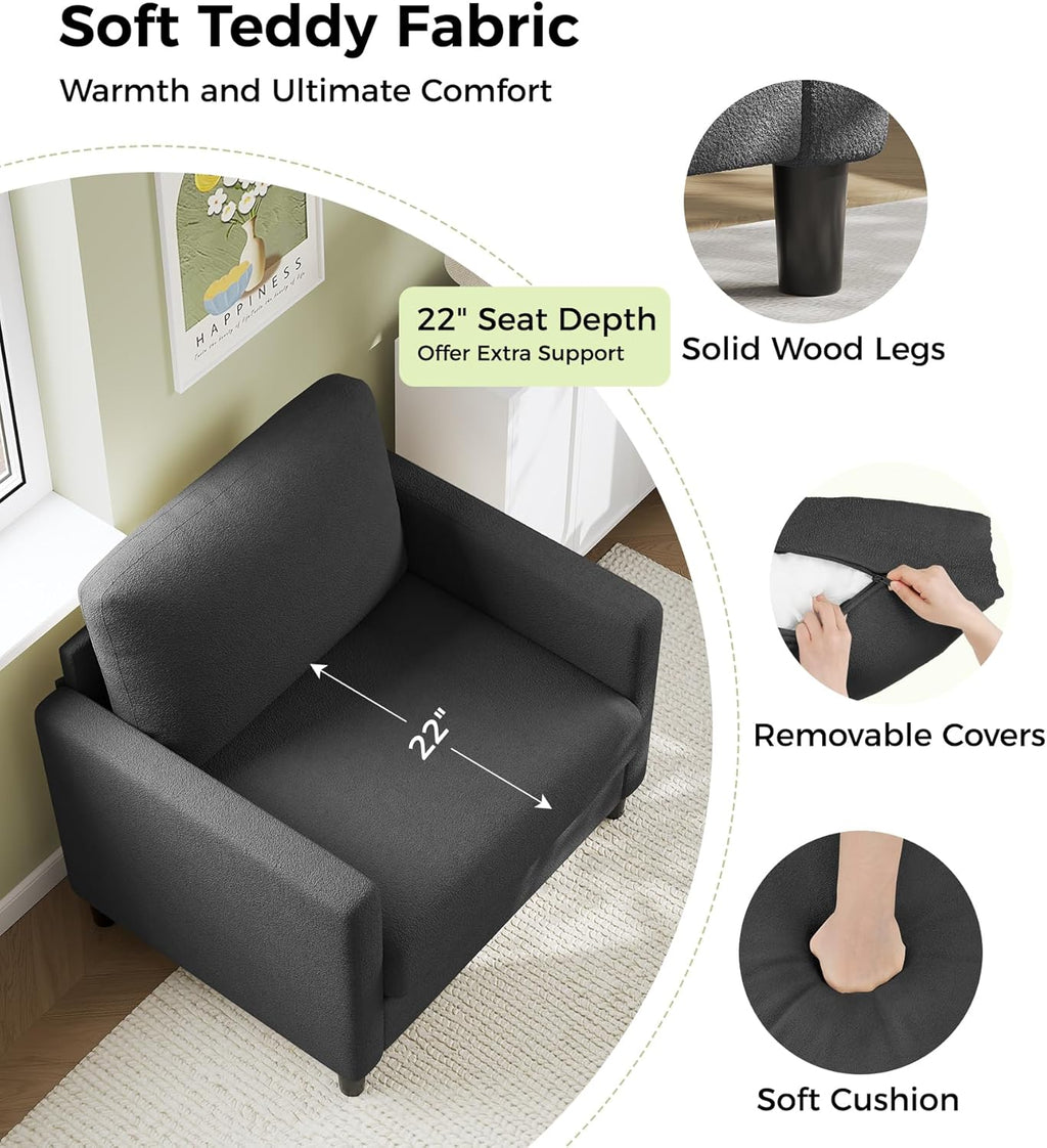 Causeuse de 51 pouces, causeuse confortable en velours côtelé