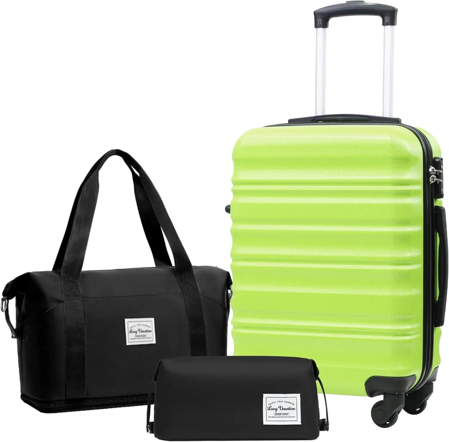 Ensemble de bagages LONG VACANCES 6 pièces : valise cabine rigide en ABS et PC, roulettes pivotantes et fermeture éclair YKK, cadenas TSA