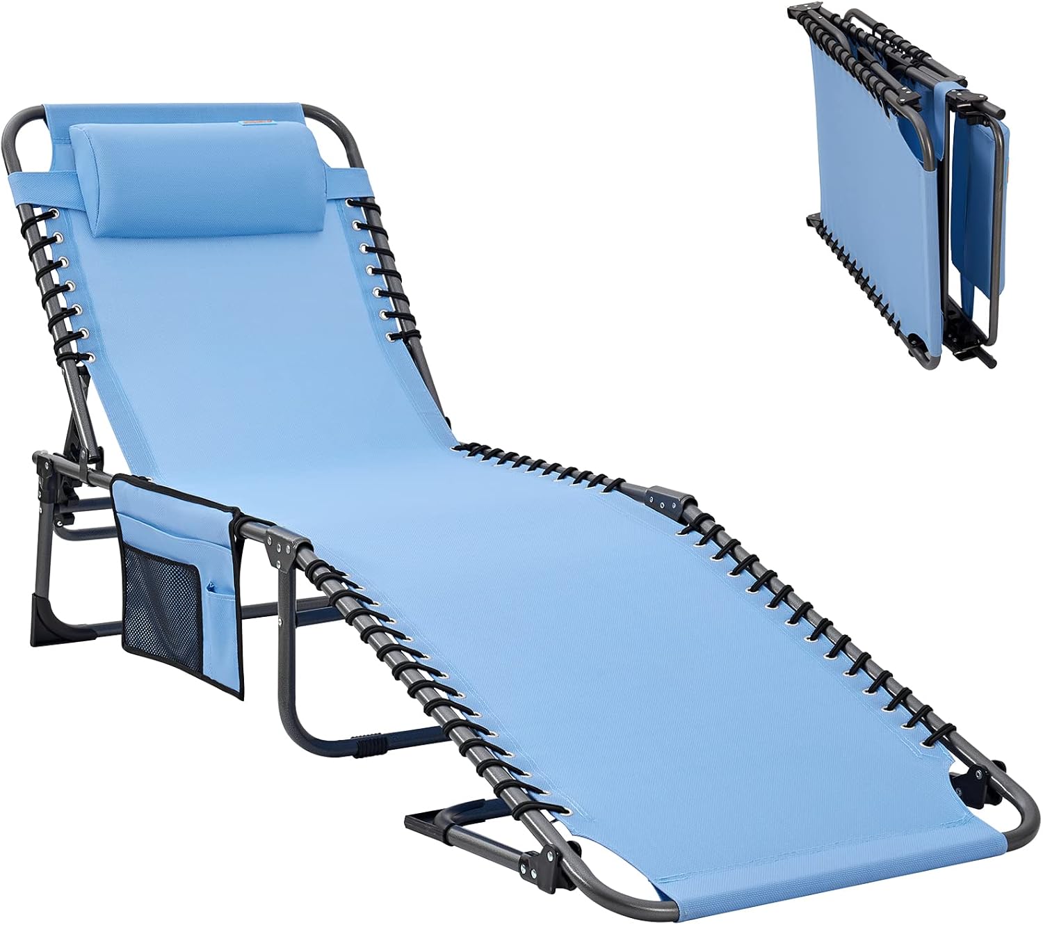 Lot de 2 chaises longues d'extérieur - Chaise longue pliante portable pour patio, piscine, camping, inclinable et réglable sur 5 positions