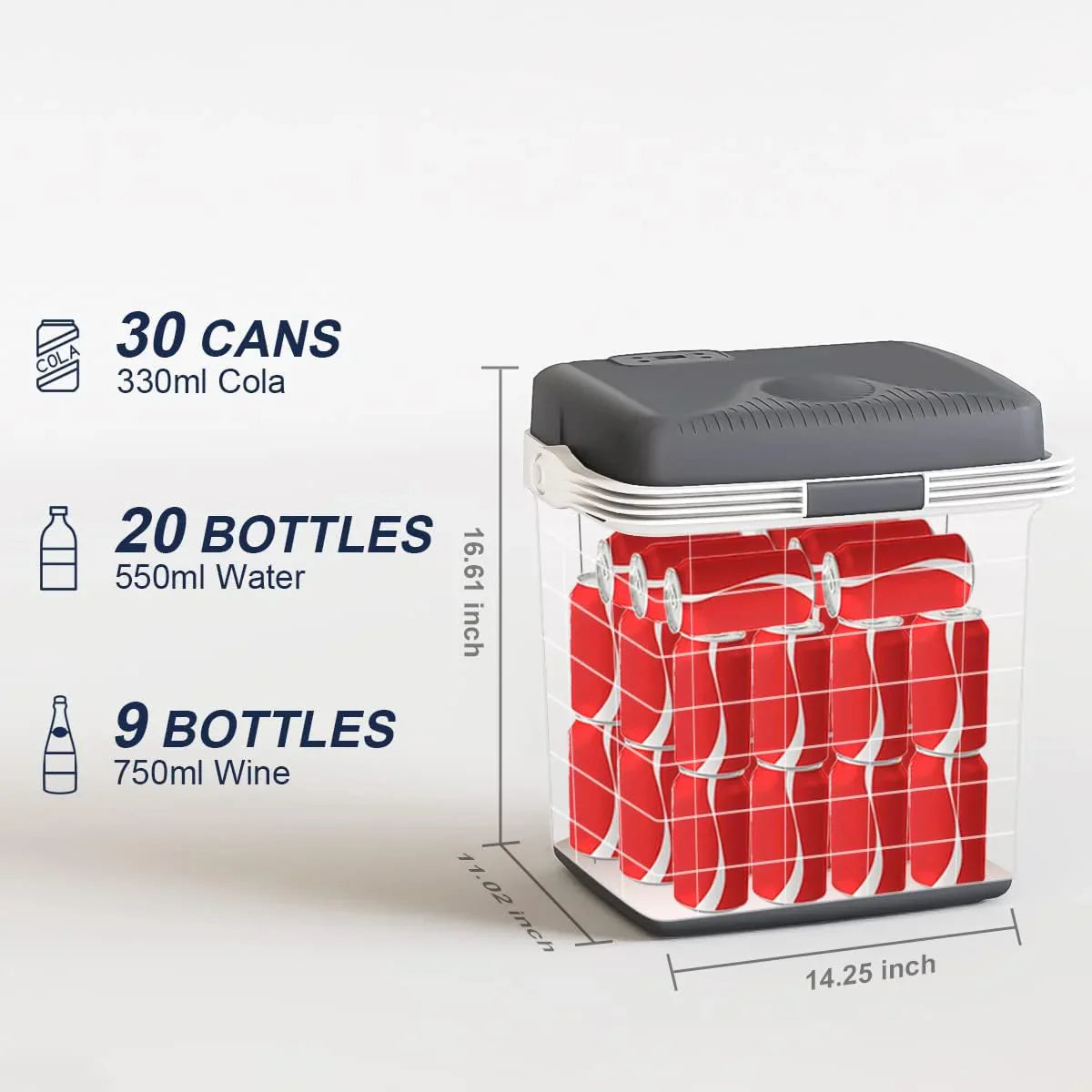 Glacière et chauffage électriques 28QT/26L, réfrigérateur de voiture portable (48℉~139℉), prise de glacière de voiture, glacière électrique de voiture AC/DC